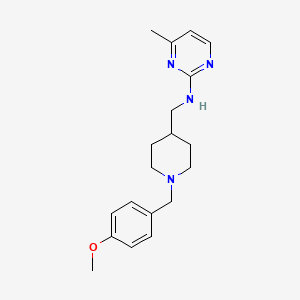 molecular formula C19H26N4O B7180560 N-[[1-[(4-methoxyphenyl)methyl]piperidin-4-yl]methyl]-4-methylpyrimidin-2-amine 