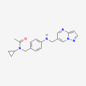 molecular formula C19H21N5O B7180638 N-cyclopropyl-N-[[4-(pyrazolo[1,5-a]pyrimidin-6-ylmethylamino)phenyl]methyl]acetamide 