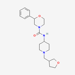 molecular formula C21H31N3O3 B7180670 N-[1-(oxolan-3-ylmethyl)piperidin-4-yl]-2-phenylmorpholine-4-carboxamide 