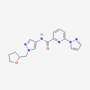 molecular formula C17H18N6O2 B7180676 N-[1-(oxolan-2-ylmethyl)pyrazol-4-yl]-6-pyrazol-1-ylpyridine-2-carboxamide 
