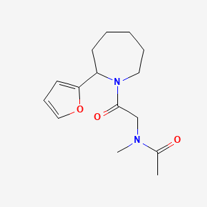 molecular formula C15H22N2O3 B7180746 N-[2-[2-(furan-2-yl)azepan-1-yl]-2-oxoethyl]-N-methylacetamide 