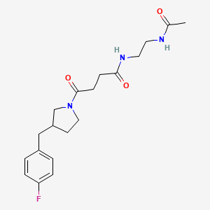 molecular formula C19H26FN3O3 B7180800 N-(2-acetamidoethyl)-4-[3-[(4-fluorophenyl)methyl]pyrrolidin-1-yl]-4-oxobutanamide 