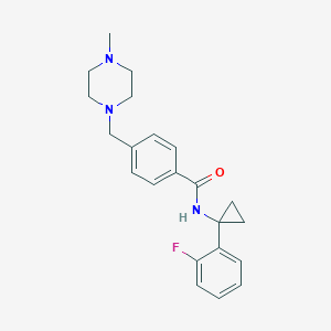 molecular formula C22H26FN3O B7180898 N-[1-(2-fluorophenyl)cyclopropyl]-4-[(4-methylpiperazin-1-yl)methyl]benzamide 