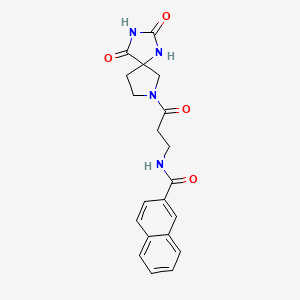 molecular formula C20H20N4O4 B7180904 N-[3-(2,4-dioxo-1,3,7-triazaspiro[4.4]nonan-7-yl)-3-oxopropyl]naphthalene-2-carboxamide 