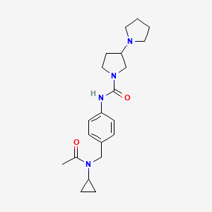 molecular formula C21H30N4O2 B7180956 N-[4-[[acetyl(cyclopropyl)amino]methyl]phenyl]-3-pyrrolidin-1-ylpyrrolidine-1-carboxamide 