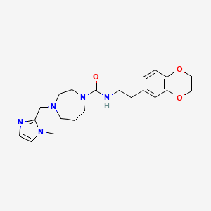 molecular formula C21H29N5O3 B7180964 N-[2-(2,3-dihydro-1,4-benzodioxin-6-yl)ethyl]-4-[(1-methylimidazol-2-yl)methyl]-1,4-diazepane-1-carboxamide 