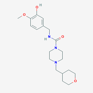 molecular formula C19H29N3O4 B7180968 N-[(3-hydroxy-4-methoxyphenyl)methyl]-4-(oxan-4-ylmethyl)piperazine-1-carboxamide 