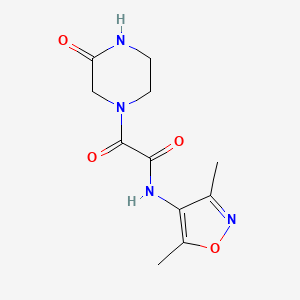 molecular formula C11H14N4O4 B7180973 N-(3,5-dimethyl-1,2-oxazol-4-yl)-2-oxo-2-(3-oxopiperazin-1-yl)acetamide 