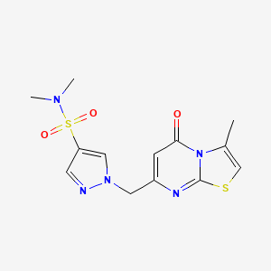 molecular formula C13H15N5O3S2 B7181036 N,N-dimethyl-1-[(3-methyl-5-oxo-[1,3]thiazolo[3,2-a]pyrimidin-7-yl)methyl]pyrazole-4-sulfonamide 