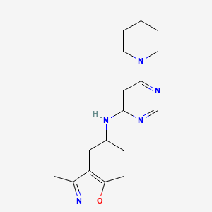 molecular formula C17H25N5O B7181070 N-[1-(3,5-dimethyl-1,2-oxazol-4-yl)propan-2-yl]-6-piperidin-1-ylpyrimidin-4-amine 