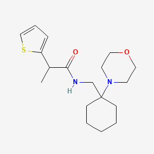 molecular formula C18H28N2O2S B7181085 N-[(1-morpholin-4-ylcyclohexyl)methyl]-2-thiophen-2-ylpropanamide 