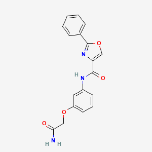 molecular formula C18H15N3O4 B7181114 N-[3-(2-amino-2-oxoethoxy)phenyl]-2-phenyl-1,3-oxazole-4-carboxamide 