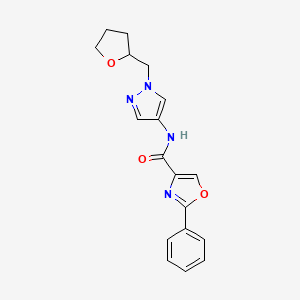 molecular formula C18H18N4O3 B7181147 N-[1-(oxolan-2-ylmethyl)pyrazol-4-yl]-2-phenyl-1,3-oxazole-4-carboxamide 