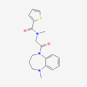 molecular formula C18H21N3O2S B7181211 N-methyl-N-[2-(1-methyl-3,4-dihydro-2H-1,5-benzodiazepin-5-yl)-2-oxoethyl]thiophene-2-carboxamide 