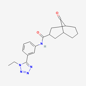 molecular formula C19H23N5O2 B7181221 N-[3-(1-ethyltetrazol-5-yl)phenyl]-9-oxobicyclo[3.3.1]nonane-3-carboxamide 
