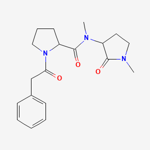 molecular formula C19H25N3O3 B7181249 N-methyl-N-(1-methyl-2-oxopyrrolidin-3-yl)-1-(2-phenylacetyl)pyrrolidine-2-carboxamide 