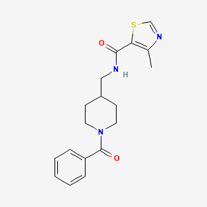 molecular formula C18H21N3O2S B7181291 N-[(1-benzoylpiperidin-4-yl)methyl]-4-methyl-1,3-thiazole-5-carboxamide 