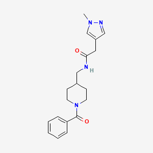 molecular formula C19H24N4O2 B7181292 N-[(1-benzoylpiperidin-4-yl)methyl]-2-(1-methylpyrazol-4-yl)acetamide 
