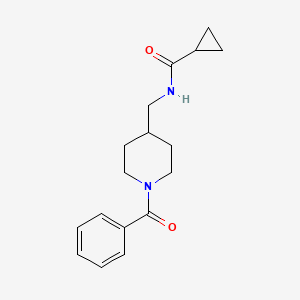 molecular formula C17H22N2O2 B7181306 N-[(1-benzoylpiperidin-4-yl)methyl]cyclopropanecarboxamide 