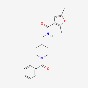 molecular formula C20H24N2O3 B7181312 N-[(1-benzoylpiperidin-4-yl)methyl]-2,5-dimethylfuran-3-carboxamide 