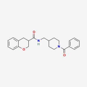 molecular formula C23H26N2O3 B7181316 N-[(1-benzoylpiperidin-4-yl)methyl]-3,4-dihydro-2H-chromene-3-carboxamide 