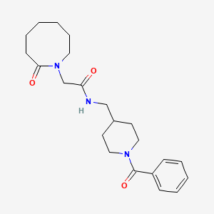 molecular formula C22H31N3O3 B7181322 N-[(1-benzoylpiperidin-4-yl)methyl]-2-(2-oxoazocan-1-yl)acetamide 
