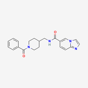 molecular formula C21H22N4O2 B7181328 N-[(1-benzoylpiperidin-4-yl)methyl]imidazo[1,2-a]pyridine-6-carboxamide 