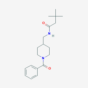 molecular formula C19H28N2O2 B7181334 N-[(1-benzoylpiperidin-4-yl)methyl]-3,3-dimethylbutanamide 