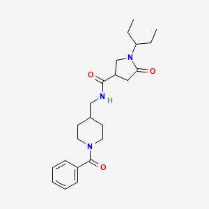 molecular formula C23H33N3O3 B7181353 N-[(1-benzoylpiperidin-4-yl)methyl]-5-oxo-1-pentan-3-ylpyrrolidine-3-carboxamide 