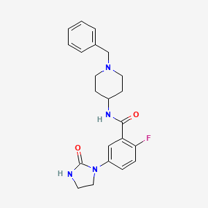 molecular formula C22H25FN4O2 B7181384 N-(1-benzylpiperidin-4-yl)-2-fluoro-5-(2-oxoimidazolidin-1-yl)benzamide 