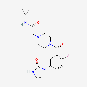 molecular formula C19H24FN5O3 B7181418 N-cyclopropyl-2-[4-[2-fluoro-5-(2-oxoimidazolidin-1-yl)benzoyl]piperazin-1-yl]acetamide 