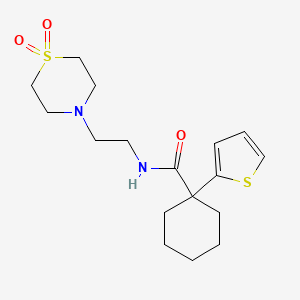 molecular formula C17H26N2O3S2 B7181481 N-[2-(1,1-dioxo-1,4-thiazinan-4-yl)ethyl]-1-thiophen-2-ylcyclohexane-1-carboxamide 
