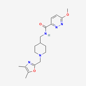 molecular formula C18H25N5O3 B7181487 N-[[1-[(4,5-dimethyl-1,3-oxazol-2-yl)methyl]piperidin-4-yl]methyl]-6-methoxypyridazine-3-carboxamide 