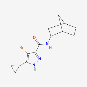 molecular formula C14H18BrN3O B7181528 N-(2-bicyclo[2.2.1]heptanyl)-4-bromo-5-cyclopropyl-1H-pyrazole-3-carboxamide 