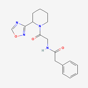 molecular formula C17H20N4O3 B7181542 N-[2-[2-(1,2,4-oxadiazol-3-yl)piperidin-1-yl]-2-oxoethyl]-2-phenylacetamide 