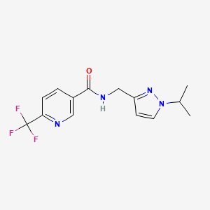 molecular formula C14H15F3N4O B7181746 N-[(1-propan-2-ylpyrazol-3-yl)methyl]-6-(trifluoromethyl)pyridine-3-carboxamide 