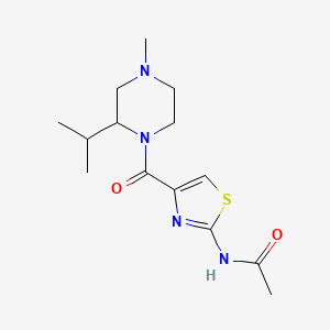 molecular formula C14H22N4O2S B7181854 N-[4-(4-methyl-2-propan-2-ylpiperazine-1-carbonyl)-1,3-thiazol-2-yl]acetamide 