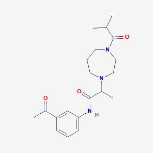 molecular formula C20H29N3O3 B7181902 N-(3-acetylphenyl)-2-[4-(2-methylpropanoyl)-1,4-diazepan-1-yl]propanamide 