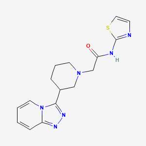 molecular formula C16H18N6OS B7181912 N-(1,3-thiazol-2-yl)-2-[3-([1,2,4]triazolo[4,3-a]pyridin-3-yl)piperidin-1-yl]acetamide 