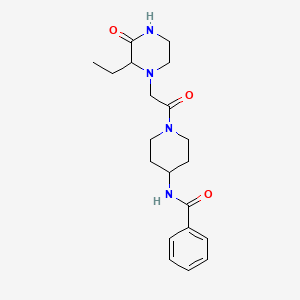 molecular formula C20H28N4O3 B7181919 N-[1-[2-(2-ethyl-3-oxopiperazin-1-yl)acetyl]piperidin-4-yl]benzamide 