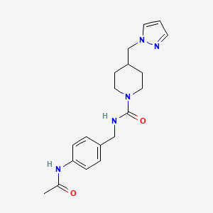 molecular formula C19H25N5O2 B7182042 N-[(4-acetamidophenyl)methyl]-4-(pyrazol-1-ylmethyl)piperidine-1-carboxamide 