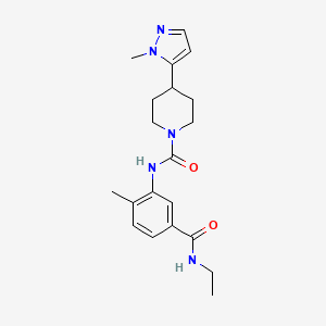 molecular formula C20H27N5O2 B7182125 N-[5-(ethylcarbamoyl)-2-methylphenyl]-4-(2-methylpyrazol-3-yl)piperidine-1-carboxamide 