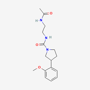 molecular formula C16H23N3O3 B7182161 N-(2-acetamidoethyl)-3-(2-methoxyphenyl)pyrrolidine-1-carboxamide 