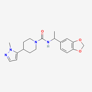 molecular formula C19H24N4O3 B7182187 N-[1-(1,3-benzodioxol-5-yl)ethyl]-4-(2-methylpyrazol-3-yl)piperidine-1-carboxamide 