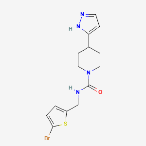 molecular formula C14H17BrN4OS B7182192 N-[(5-bromothiophen-2-yl)methyl]-4-(1H-pyrazol-5-yl)piperidine-1-carboxamide 