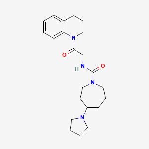 molecular formula C22H32N4O2 B7182193 N-[2-(3,4-dihydro-2H-quinolin-1-yl)-2-oxoethyl]-4-pyrrolidin-1-ylazepane-1-carboxamide 