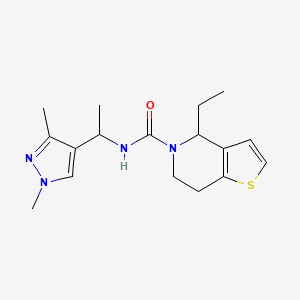 molecular formula C17H24N4OS B7182242 N-[1-(1,3-dimethylpyrazol-4-yl)ethyl]-4-ethyl-6,7-dihydro-4H-thieno[3,2-c]pyridine-5-carboxamide 