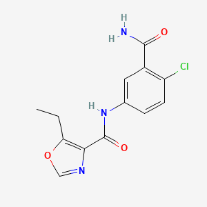 molecular formula C13H12ClN3O3 B7182262 N-(3-carbamoyl-4-chlorophenyl)-5-ethyl-1,3-oxazole-4-carboxamide 
