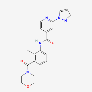 molecular formula C21H21N5O3 B7182298 N-[2-methyl-3-(morpholine-4-carbonyl)phenyl]-2-pyrazol-1-ylpyridine-4-carboxamide 