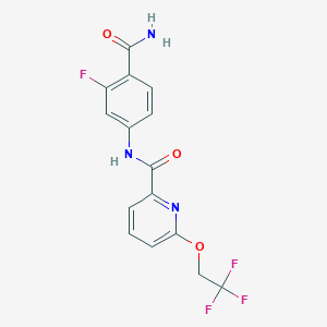 molecular formula C15H11F4N3O3 B7182321 N-(4-carbamoyl-3-fluorophenyl)-6-(2,2,2-trifluoroethoxy)pyridine-2-carboxamide 